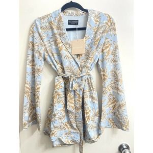 Kittenish Corrine Romper/Jumpsuit Palm Tree Size XS Vacation Baby Blue